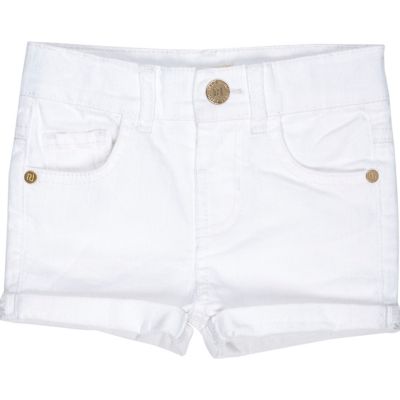 Mini girls white denim shorts